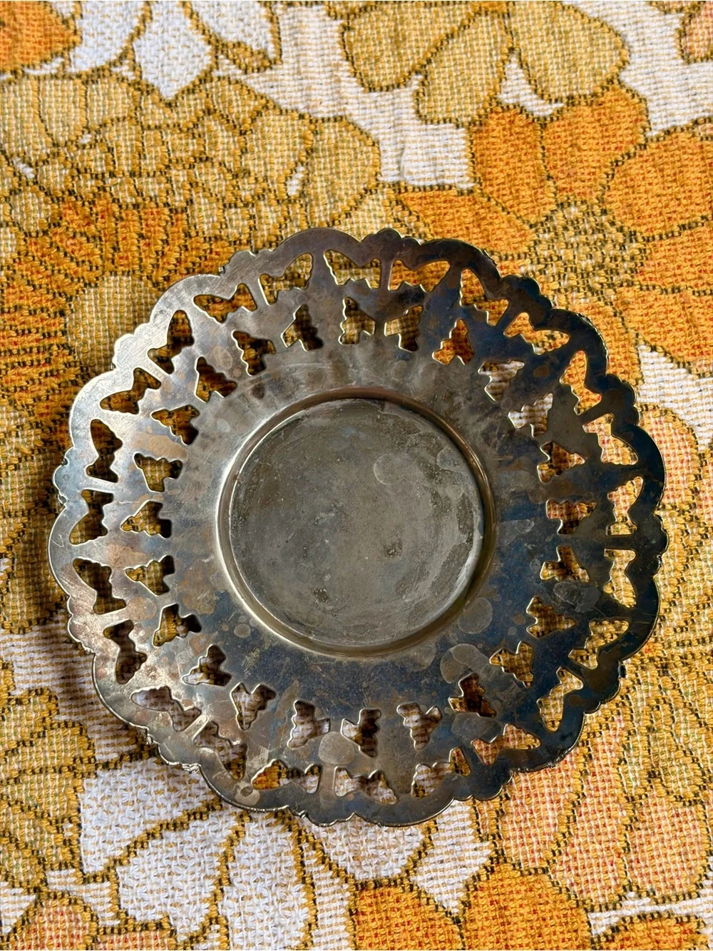 🦋✨ Vintage Silver Filigree Butterfly Candle Coaster ✨🦋